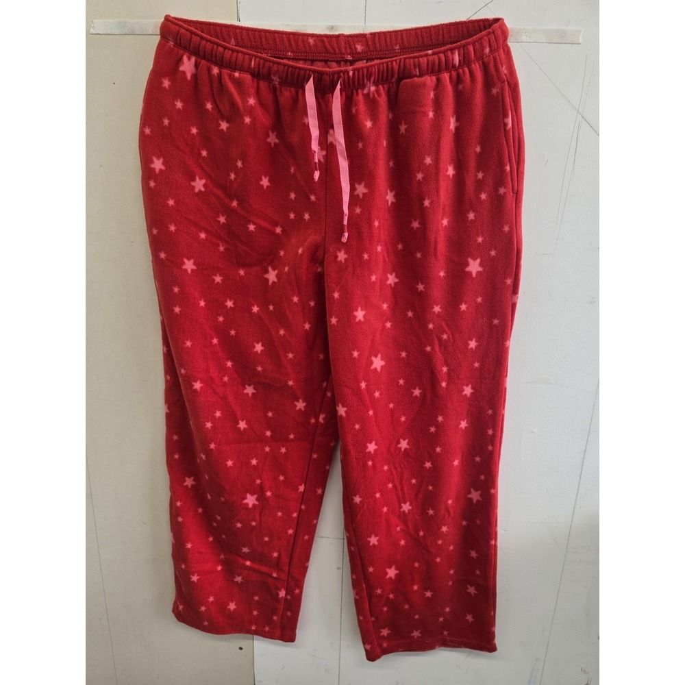 Cuddl Duds Petite Fleecewear Star Fleece Button Front Pajama Set PL Pockets - Picture 9 of 14
